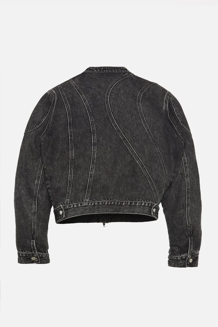 CIRCUIT DENIM MOTO JACKET - charcoal — SACHRAGA